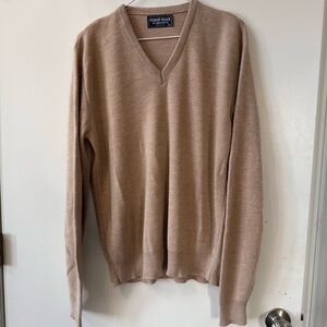 Robert Bruce Men's Tan V-Neck Sweater Sz L